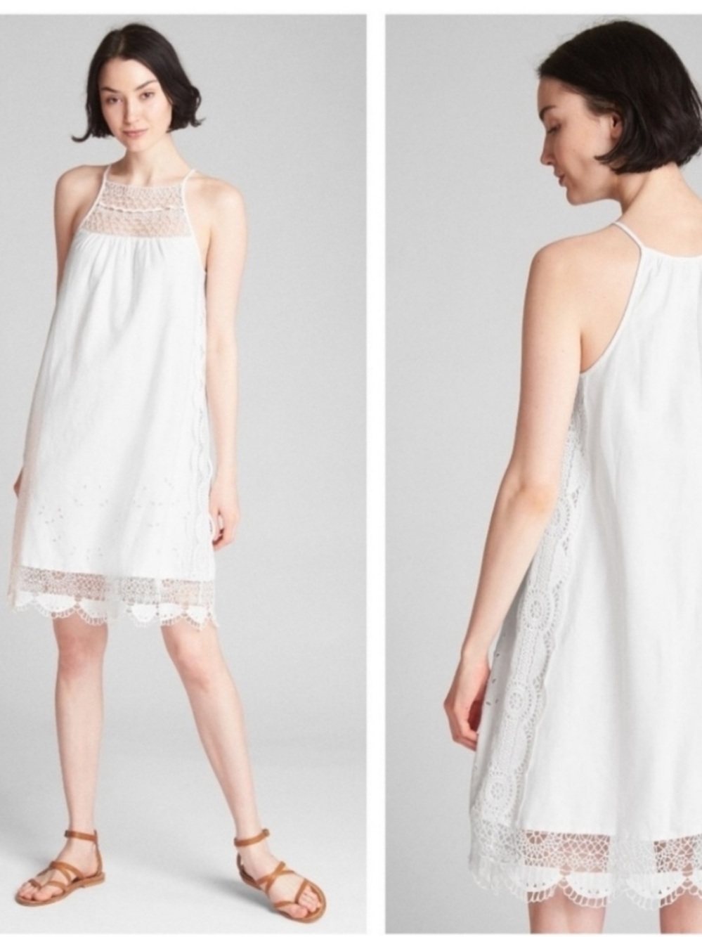 GAP Crochet Cami Dress In Linen Cotton White Dress